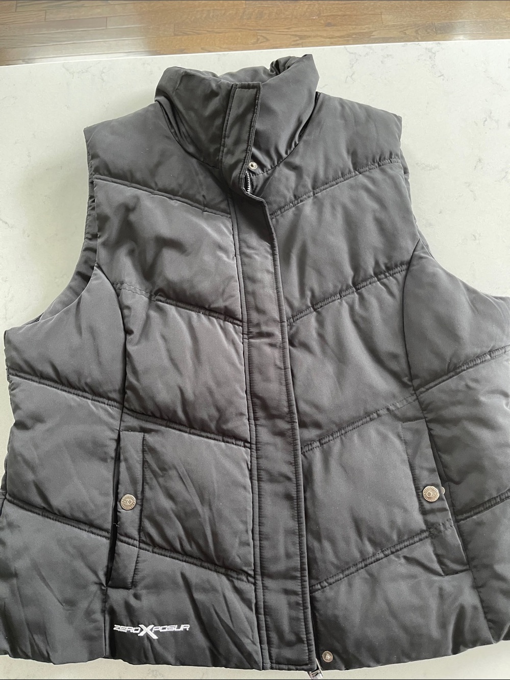ZeroXposur Women's Black Quilted Puffer Vest with High Collar